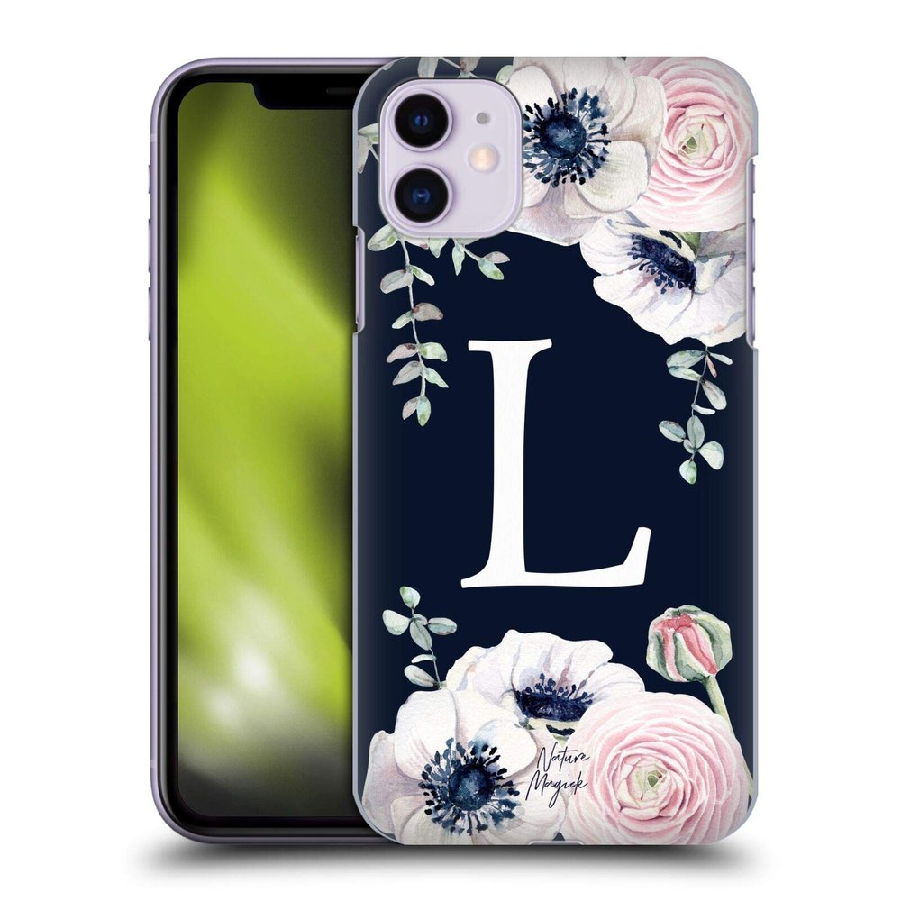 Head Case Designs Official Nature Magick Letter L Monogram Floral Navy Flowers Hard Case for Apple iPhone 11