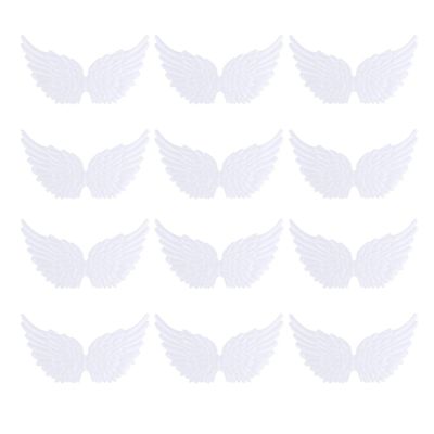 NUOBESTY 12-Piece White Angel Wing Fabric Patches for DIY Crafts
