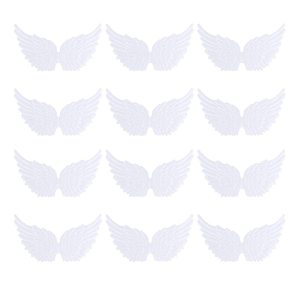 NUOBESTY 12-Piece White Angel Wing Fabric Patches for DIY Crafts