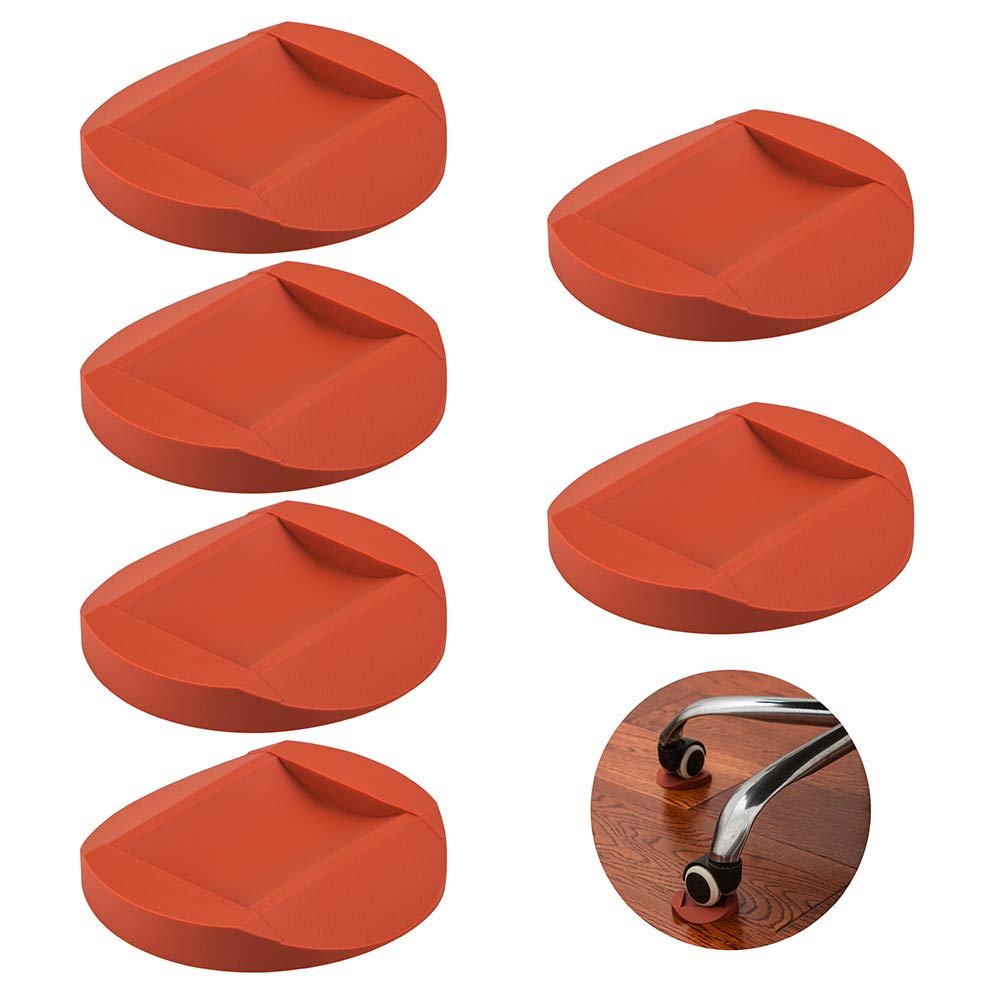 Aifuda Furniture Caster Cups, Rubber, Non-Slip, Floor Protectors, 6-Pack