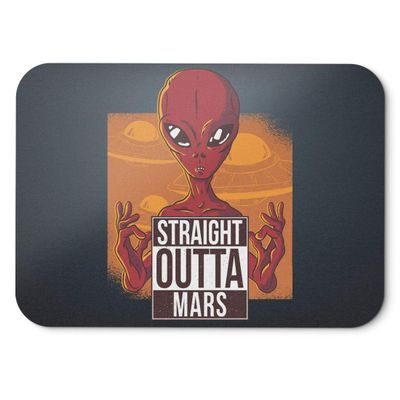 BLAK TEE Funny Alien Straight Outta Mars Slogan Mouse Pad, 18 x 22 cm, 3 Colors, Black