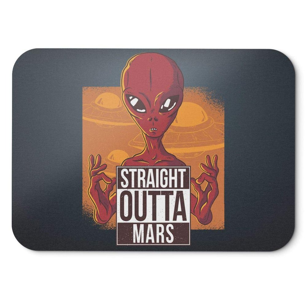 BLAK TEE Funny Alien Straight Outta Mars Slogan Mouse Pad, 18 x 22 cm, 3 Colors, Black