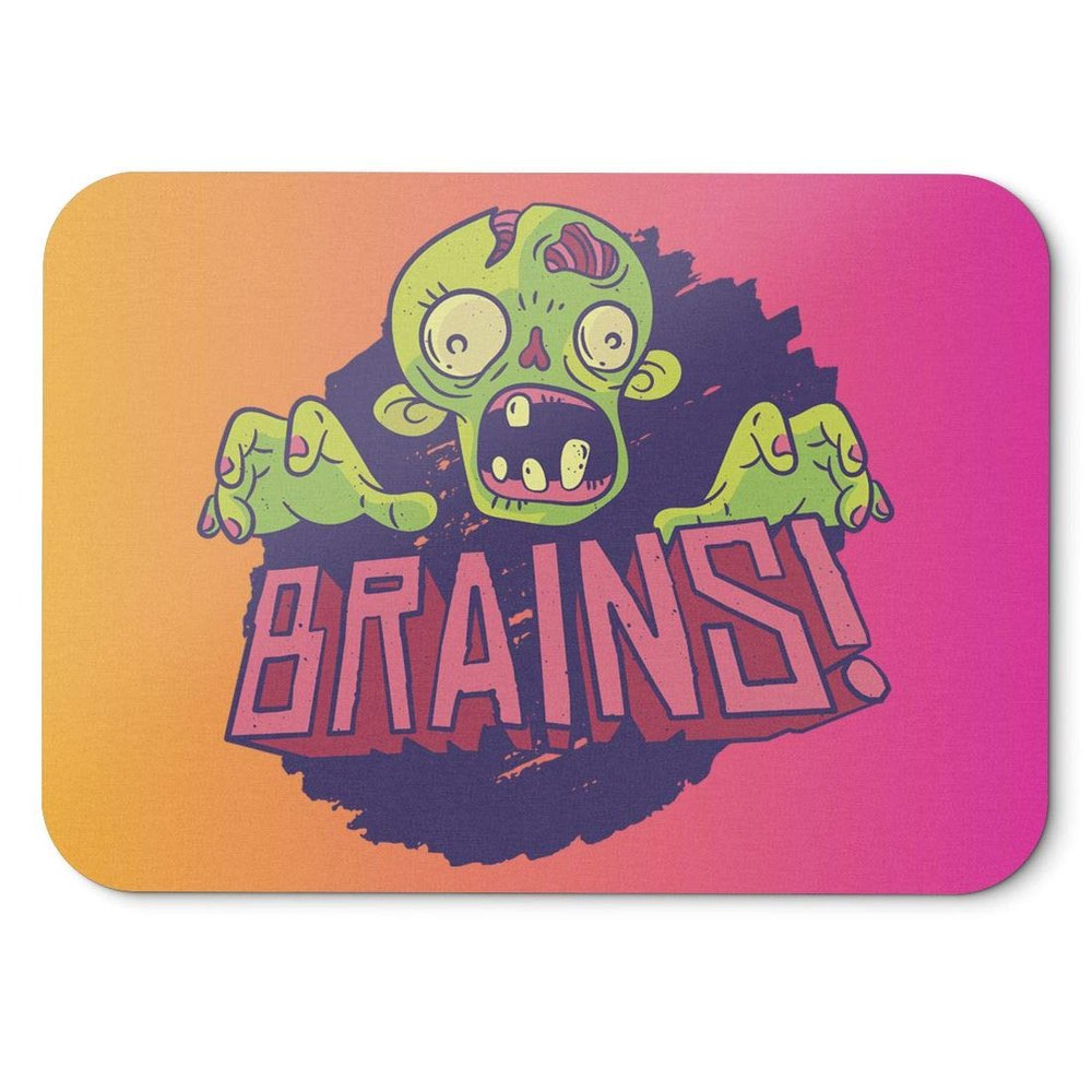BLAK TEE Cute Halloween Zombie Hungry for Brains Mouse Pad, 18 x 22 cm, 3 Colors