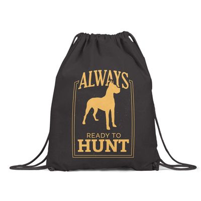 BLAK TEE Dog Hunter Organic Cotton Drawstring Gym Bag - Black