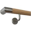 TIBU Unfinished Oak Wood Wall-Mounted Handrail, 3200 mm, 4 Angled Stainless Steel Brackets, Stainless Steel Corner Ends view 2