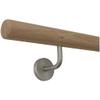 TIBU Untreated Oak Wood Handrail, 4000 mm, 5 Angled Stainless Steel Brackets, Radius-Milled Ends view 2