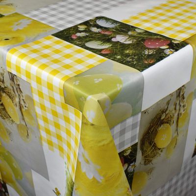 KEVKUS C141241 Easter Egg Oilcloth Tablecloth, Selectable Shape, 140 x 260 cm