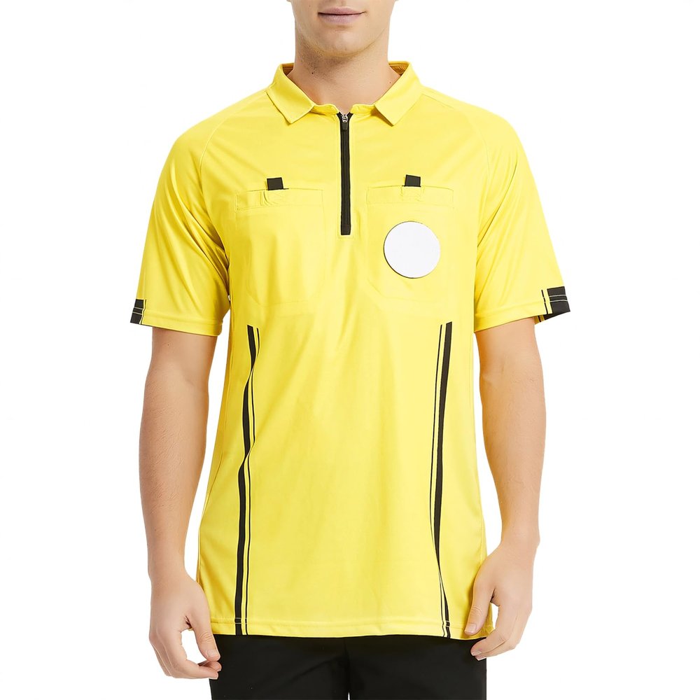 TopTie Men's Soccer Referee Jersey, Official Short-Sleeve Shirt