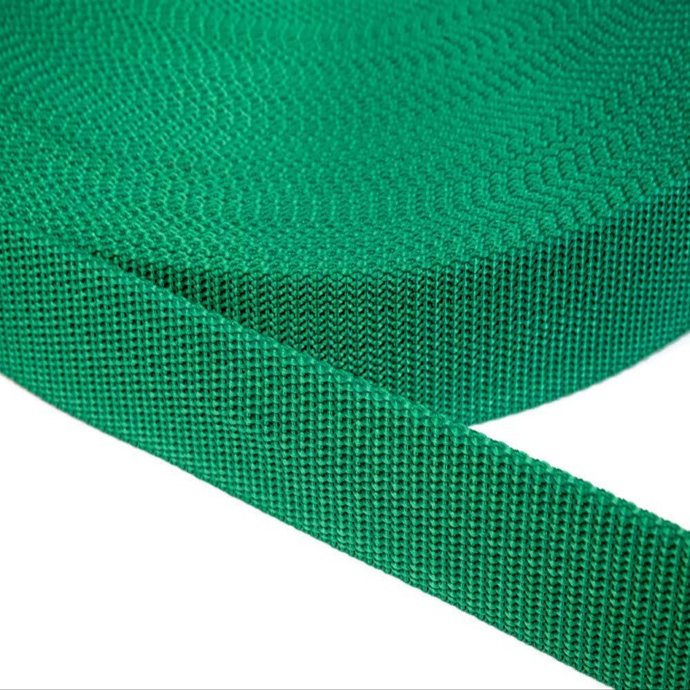 Jajasio PP Webbing, 15 mm Wide, 1.2 mm Thick, Green 34, 12 Meters