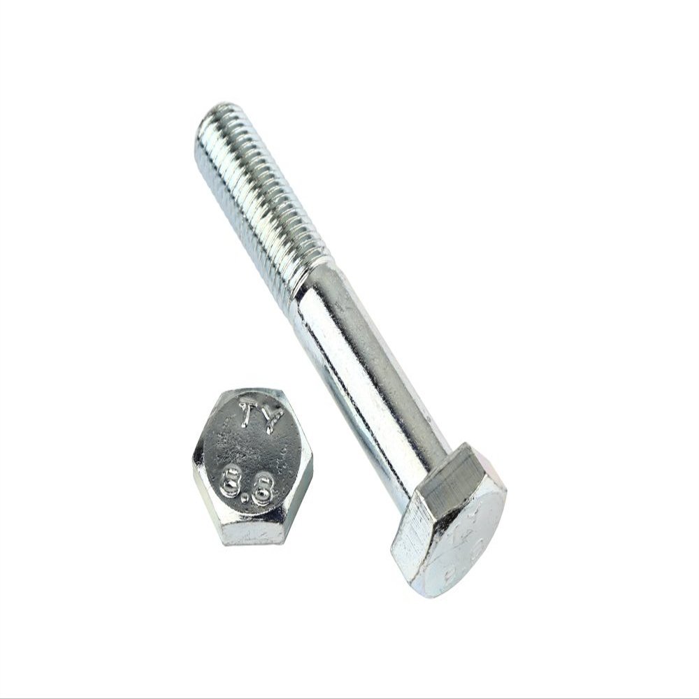 50 Hex Head Screws DIN 960 M16x1.5x75 Fine Thread with Shank - Zinc-Plated Steel