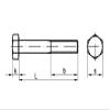 5 Hex Head Screws DIN 960 M10x1.25x50 Fine Thread with Shank – Steel view 2