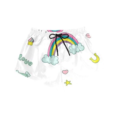 Montoj Women's Board Shorts with Drawstring, Big Ugly Unicorns in Love, Size S, Multicolor