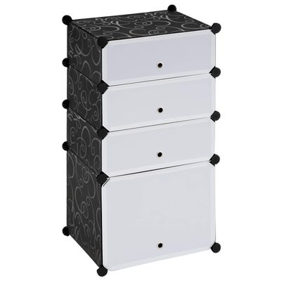 Nexos Trading Modular Shoe Cabinet, 91 × 48 × 37 cm, Black/White