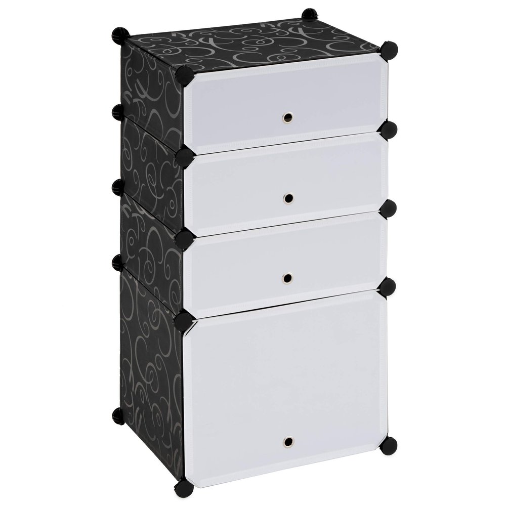 Nexos Trading Modular Shoe Cabinet, 91 × 48 × 37 cm, Black/White