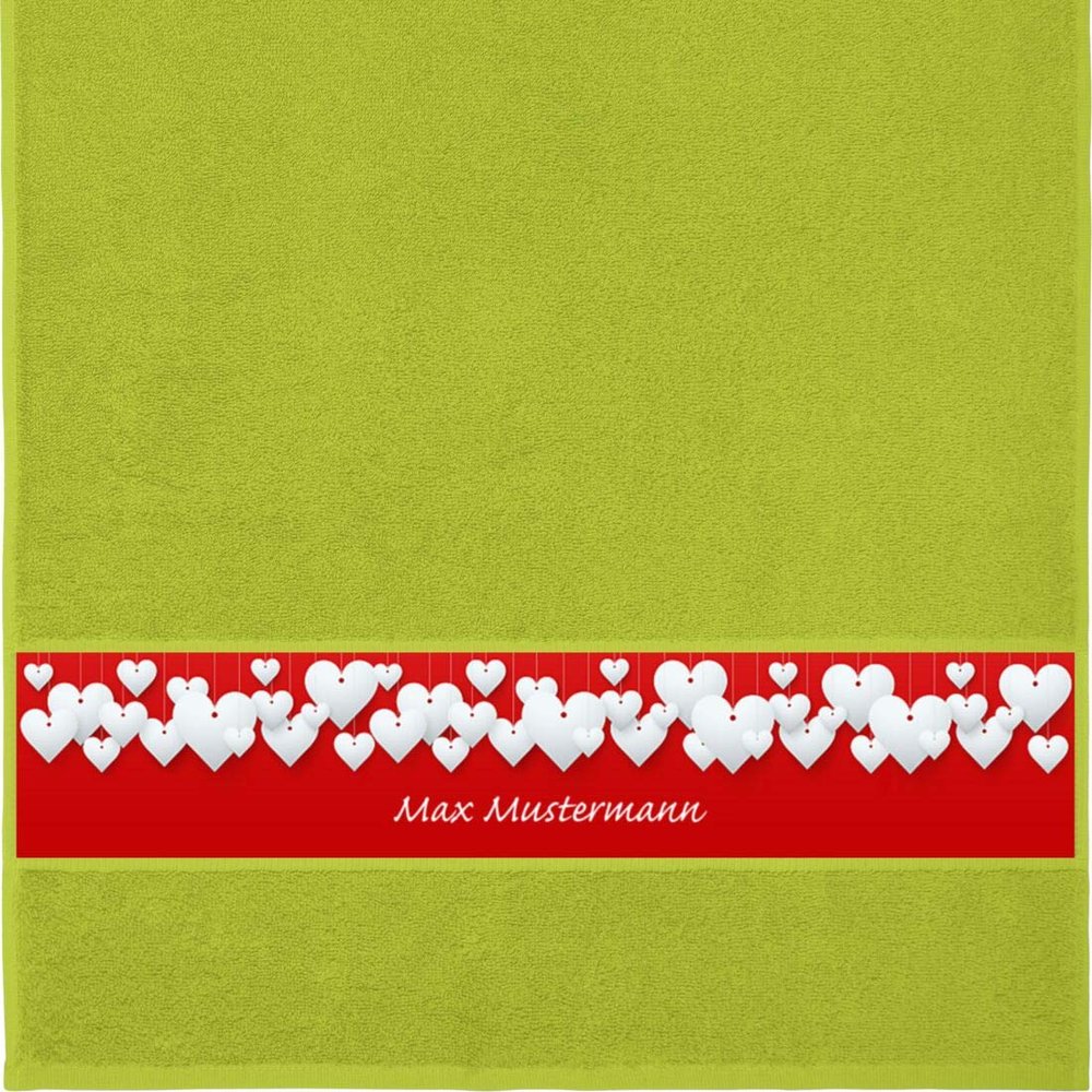 Manutextur Personalized Towel with Name, Love Heart Design, Light Green, 50 x 100 cm