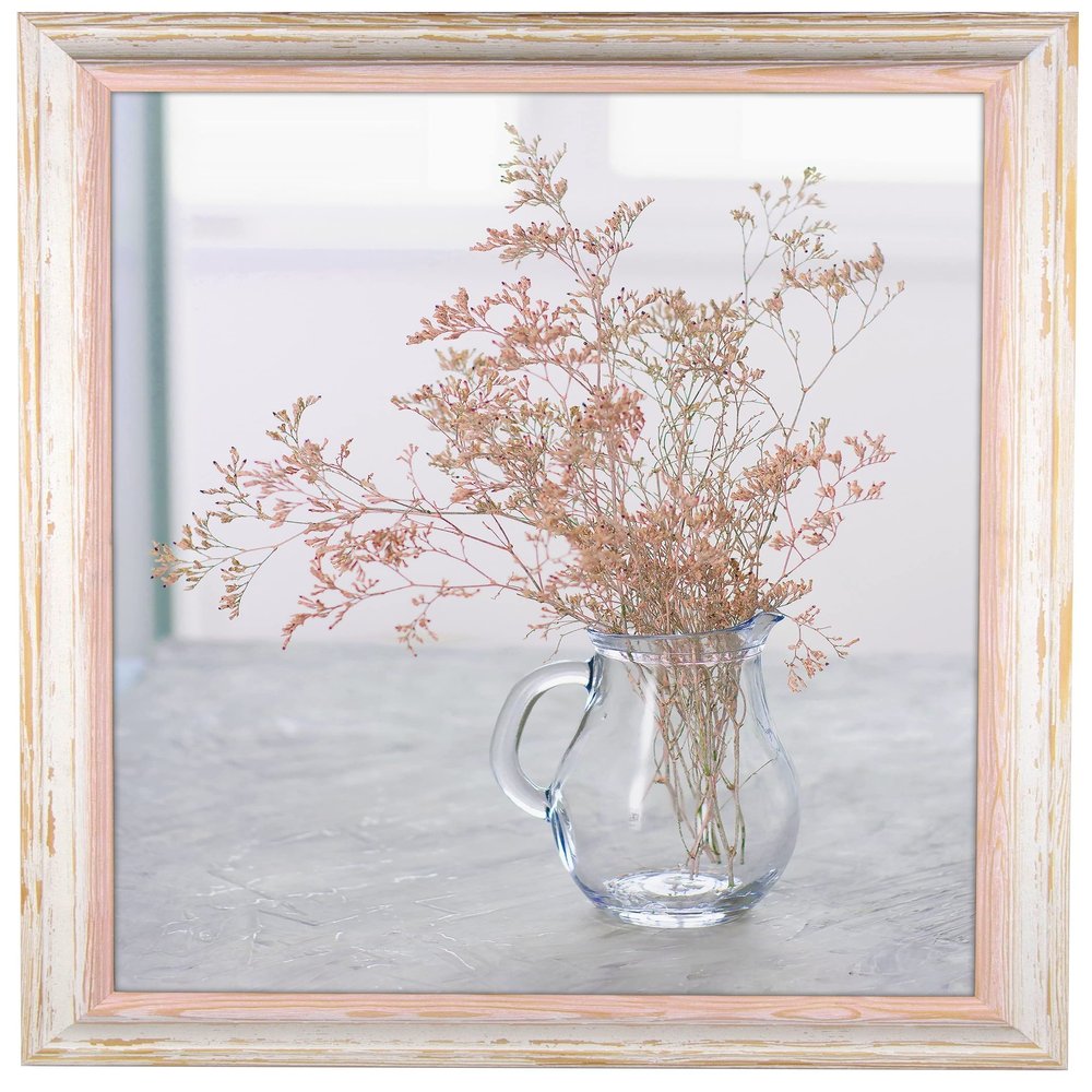 myposterframe Picture Frame 25 x 37 cm Artemis Solid Wood Rosé White Vintage with Clear 1 mm Acrylic Glass