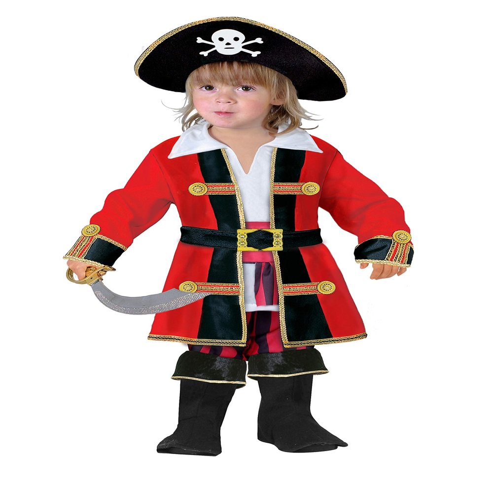 Ciao Boys' Pirate Captain Costume, 3–4 Years, Red/Black