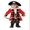 Ciao Boys' Pirate Captain Costume, 3–4 Years, Red/Black view 1