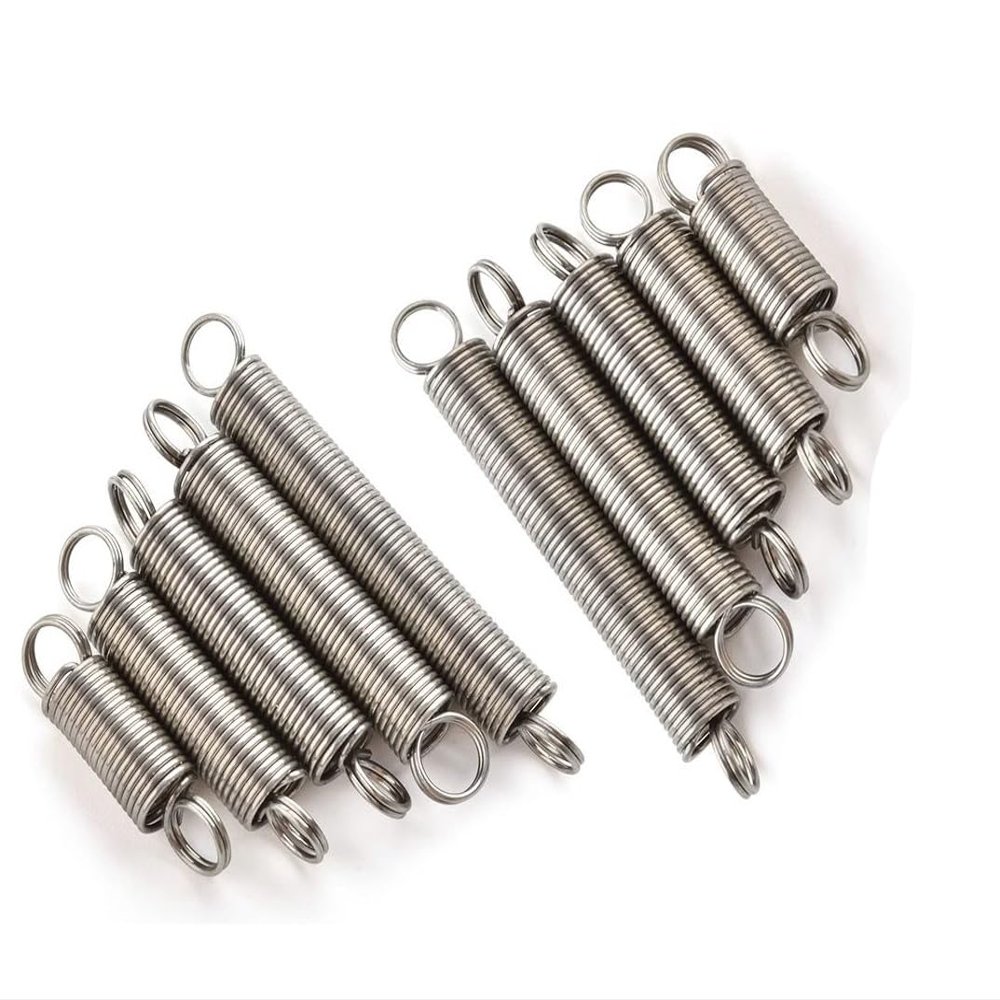 F-MINGNIAN 10-Pack 304 Stainless Steel Double-Hook Extension Springs, 0.5 x 5 x 15 mm
