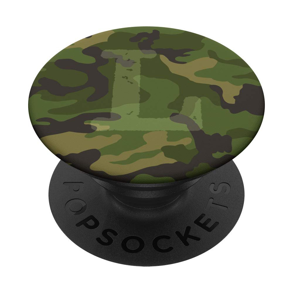 Monogram Letter L Green Camo PopSockets PopGrip