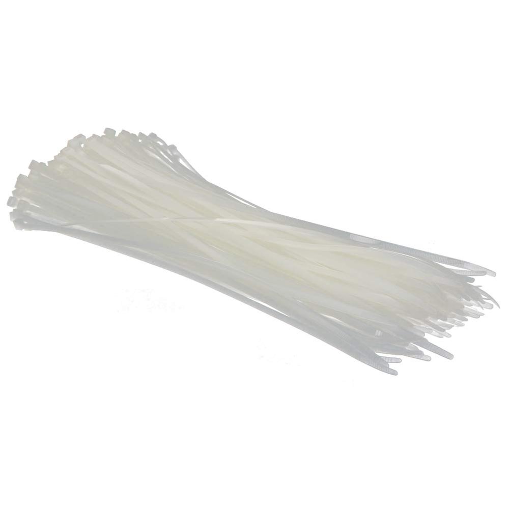 MroMax Cable Ties, 34.8 x 0.4 cm (L x W), Self-Locking, Nylon, White, 150 Pack