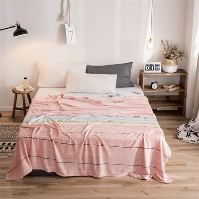 FANSU Soft Flannel Blanket, Plush Printed Throw, Pink, 120 x 200 cm
