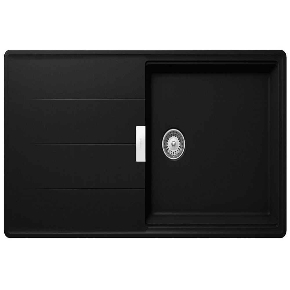 SCHOCK Tia D-100L Puro CRISTADUR Black Kitchen Sink 100 x 50 cm with Drainer