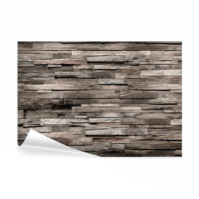 decomonkey Self-Adhesive Wood Photo Wallpaper, 343 x 256 cm, XL Wooden Wall Planks