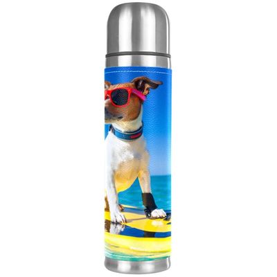Dog Paw Heart Water Bottle, Leakproof Stainless Steel Thermos, 500 ml