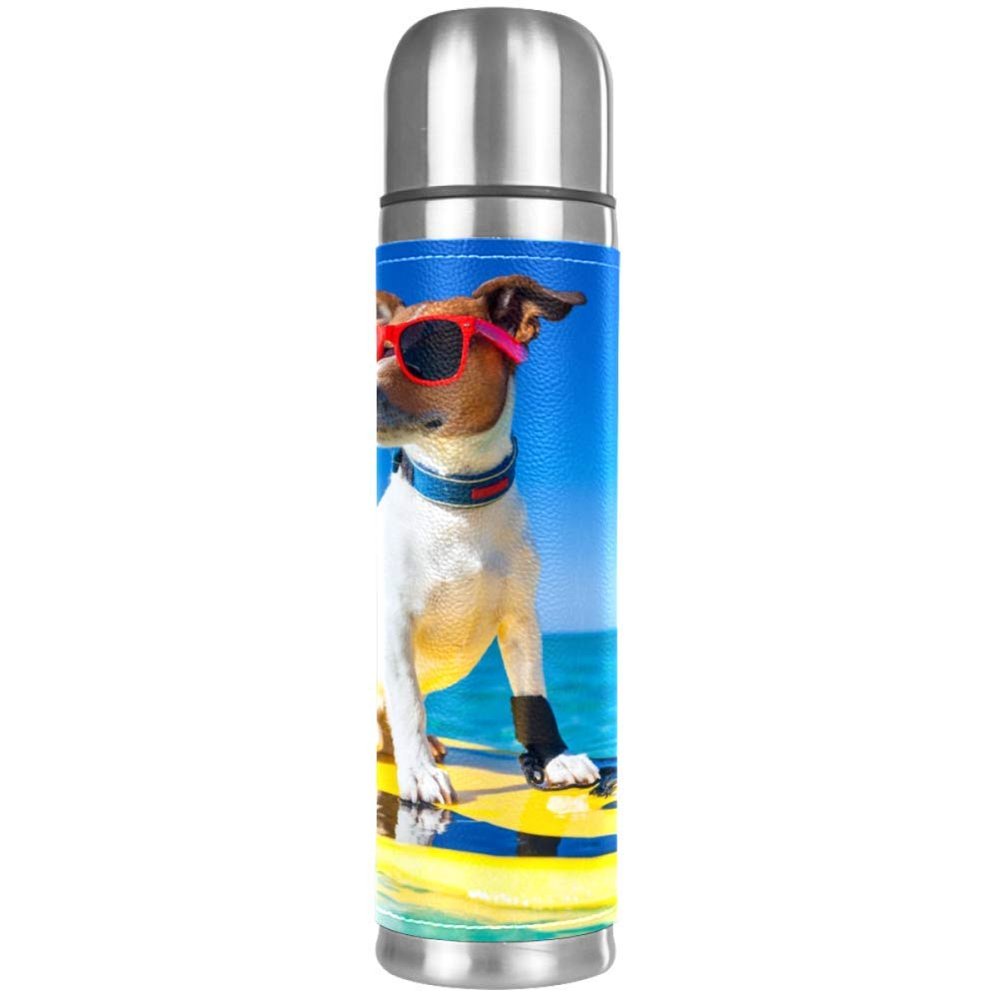 Dog Paw Heart Water Bottle, Leakproof Stainless Steel Thermos, 500 ml