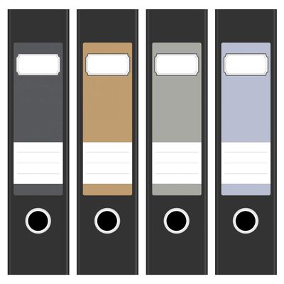 Binder Labels | 4 Stickers for Wide Binders | Gray, Brown, Light Gray & Light Blue