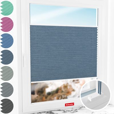 Schuette After Rain Pleated Blind, Screw-Mounted, Blue, 90 x 120 cm