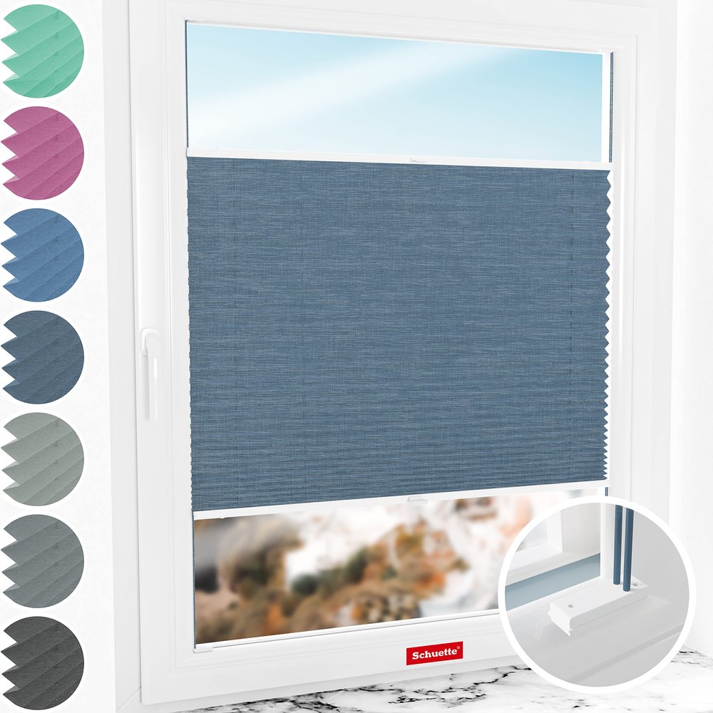 Schuette After Rain Pleated Blind, Screw-Mounted, Blue, 90 x 120 cm
