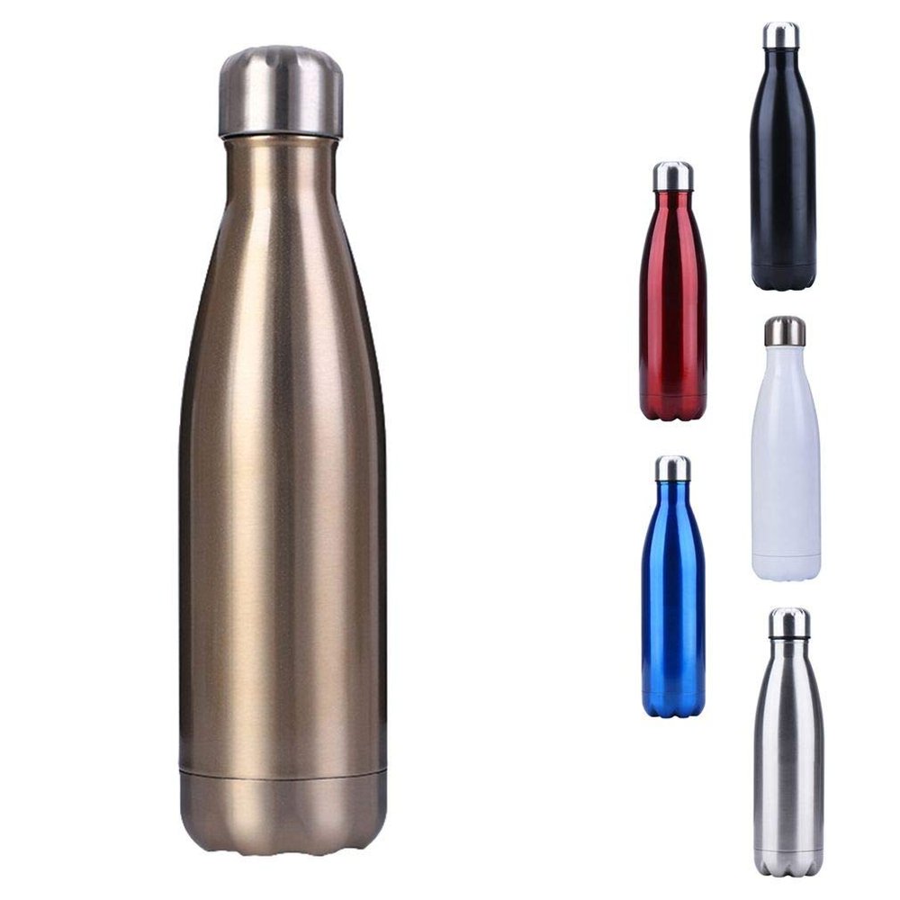 Xiang Ru Leakproof Double-Wall Vacuum-Insulated Stainless Steel Water Bottle, Gold, 500 ml (17 oz)