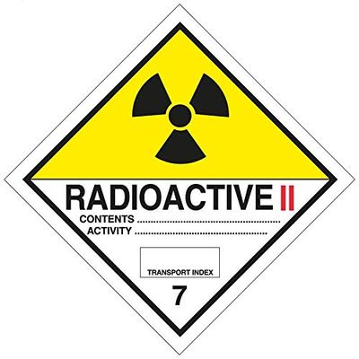 StickersLab ADR Class 7.B Radioactive Materials Category II Label or Aluminum Holder, 300 x 300 mm