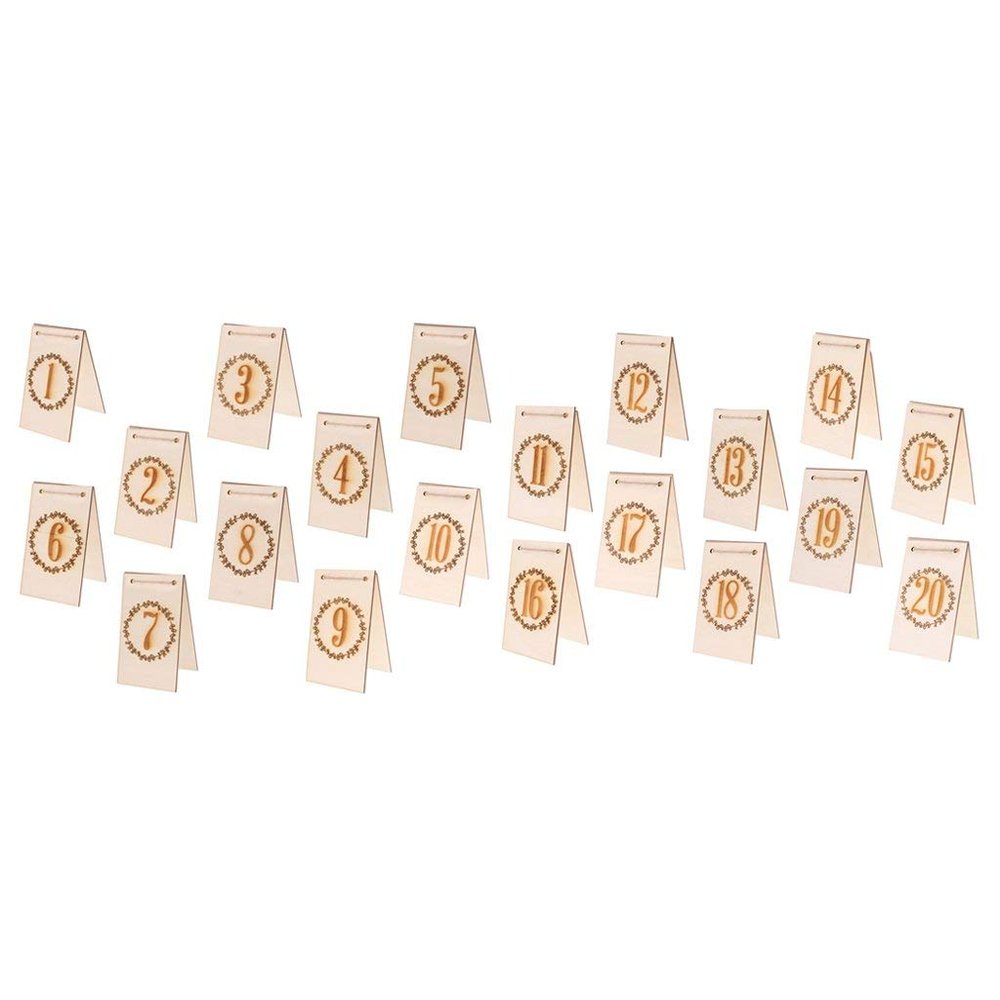 Tubayia 20-Piece Wooden Table Number Cards, 1–20
