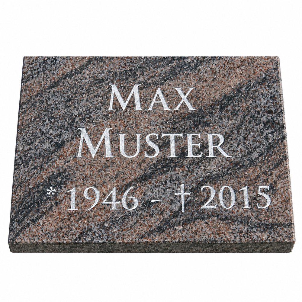 designgrab ParaL001 80 x 60 x 5 cm Paradiso Granite Grave Slab with Inscription