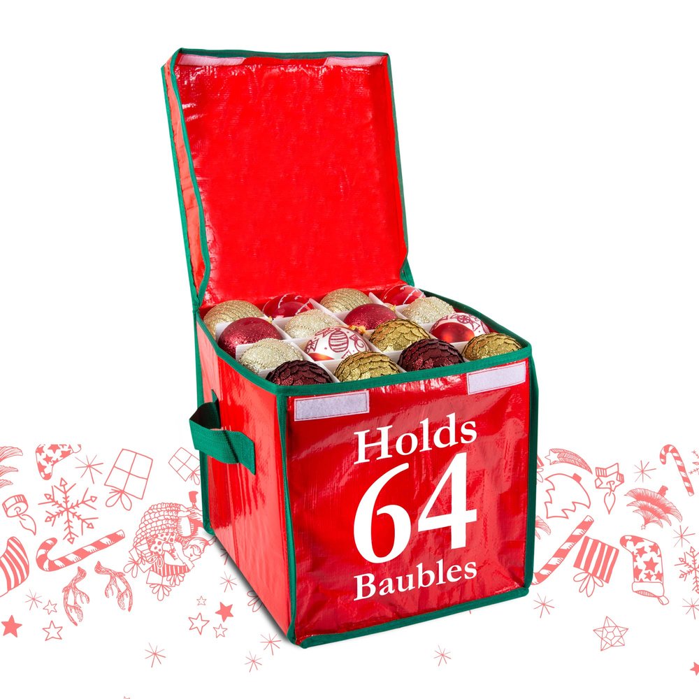 DSL Large Christmas Ornament Storage Box, Holds 64 Ornaments
