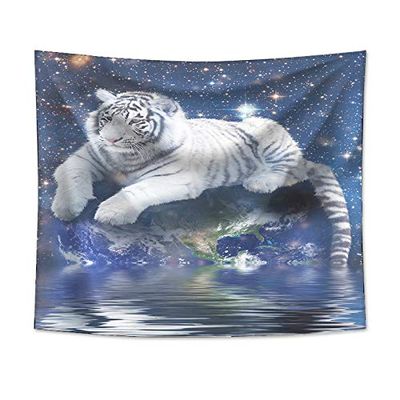 Odot Wall Tapestry, Creative White Tiger Print, 200 x 150 cm