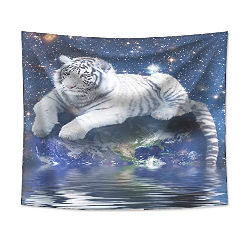 Odot Wall Tapestry, Creative White Tiger Print, 200 x 150 cm
