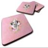 Caroline's Treasures CK4242FC Dalmatian Pink Flowers Foam Coaster Set of 4, Multicolored view 1