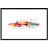 JUNIWORDS Poster with/without Wooden Frame, Watercolor Wiesbaden Skyline, 21 x 30 cm (S), Natural Frame view 1