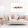 JUNIWORDS Poster with/without Wooden Frame, Watercolor Wiesbaden Skyline, 21 x 30 cm (S), Natural Frame view 2