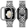 SUPOIX Compatible Apple Watch 42 mm Band with Case, Women's Bling Rhinestone Metal Replacement Band and Soft TPU Case for iWatch Series 3/2/1, Black view 1