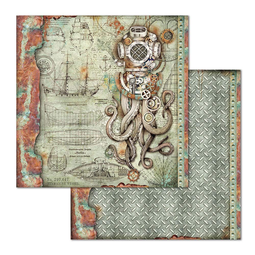 STAMPERIA SBB663 Double-Sided Octopus Paper, Multicolor, 31.5 x 30.5 cm