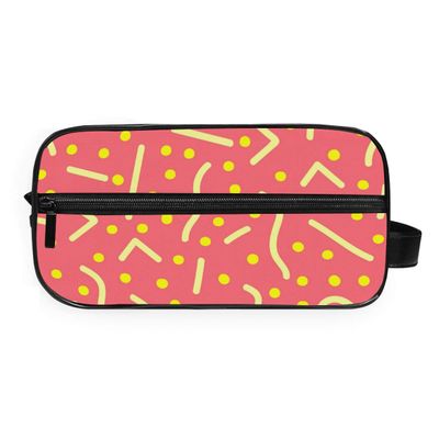 MONTOJ Toiletry Bag Cosmetic Makeup Bag with Yellow Lines for Travel and Home