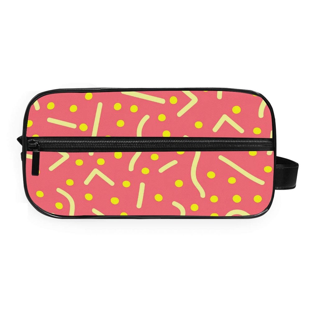 MONTOJ Toiletry Bag Cosmetic Makeup Bag with Yellow Lines for Travel and Home