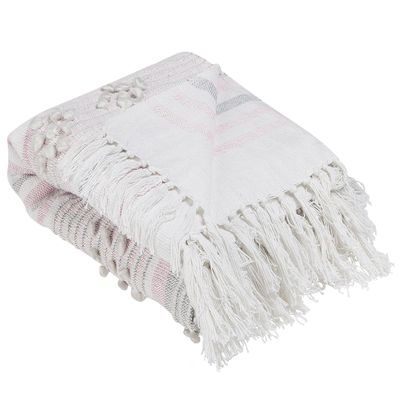 Beliani Pink Blanket 120 x 150 cm Acrylic Cotton Kaman