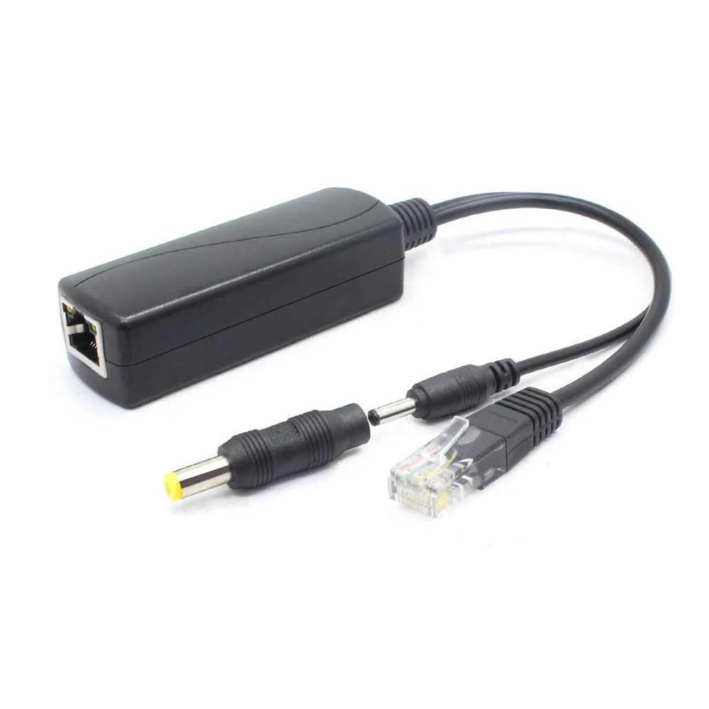 ANVISION 5V PoE Splitter, 48V to 5V Adapter, 2.4A, 3.5 x 1.35mm and 5.5 x 2.1mm Plugs, IEEE 802.3af, for IP Cameras