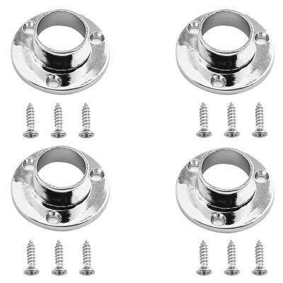 MroMax Closet Rod Flanges, 19 mm Diameter, Base Mounts, 4-Pack